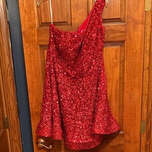 ❤️ Gorgeous One Shoulder Red Sequin Dress size 24